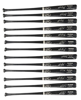 Lot of (13) David Ortiz Autographed Baseball Bats